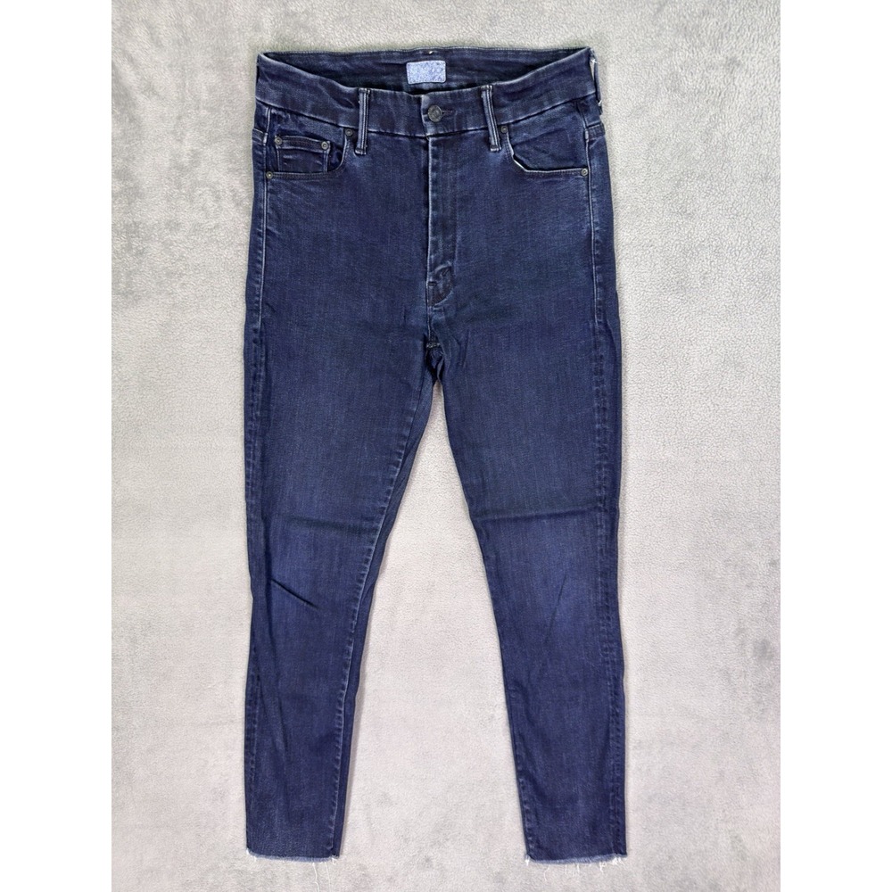 Mother Jeans Womens 27 Blue Looker Ankle Fray High Rise Dark Wash Stretch Denim